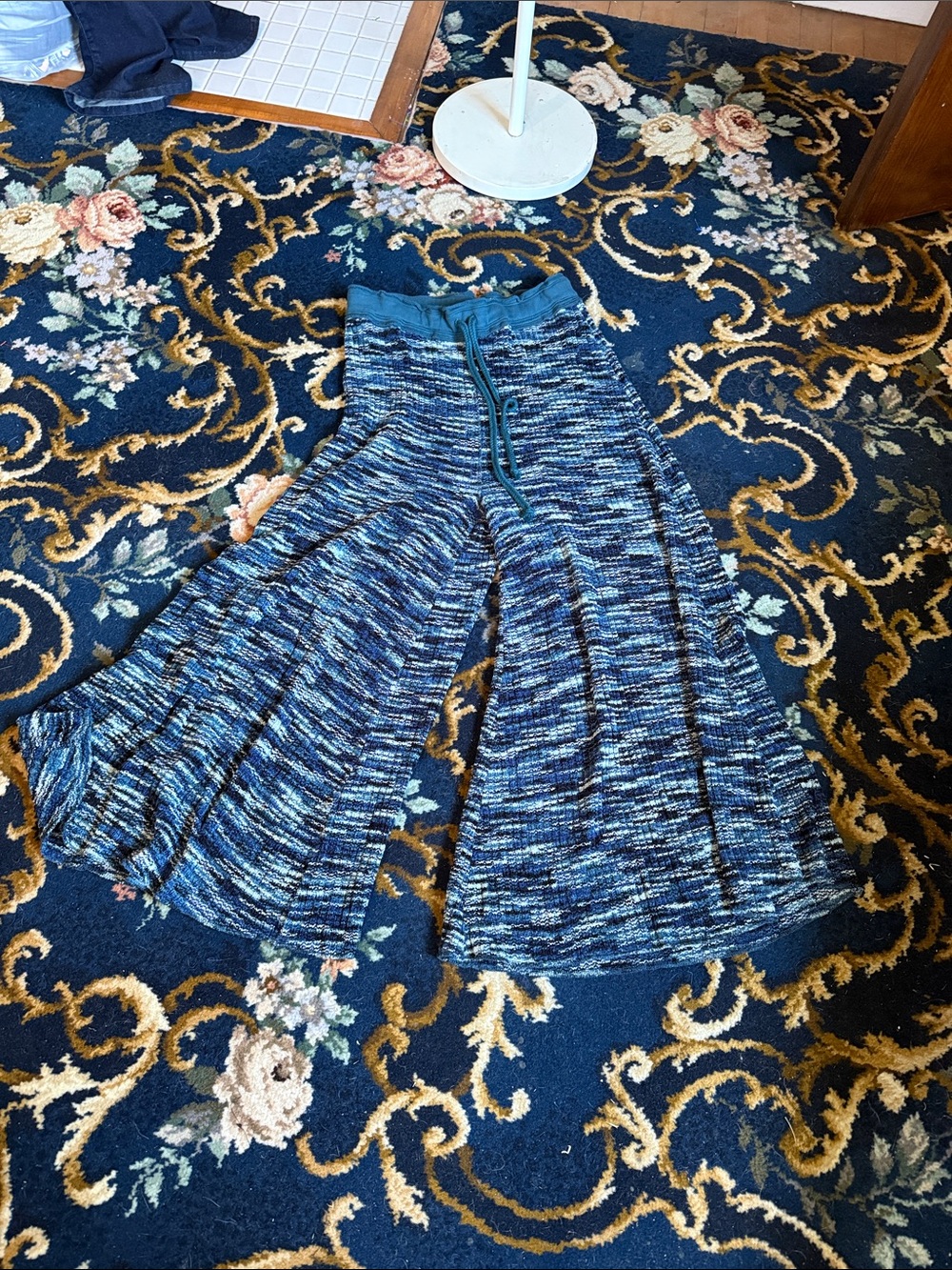 Free People Blue Multi Wide-Leg Knit Drawstring Pants- never worn